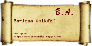 Baricsa Anikó névjegykártya