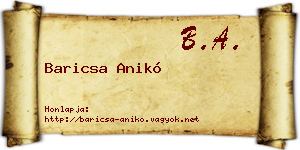Baricsa Anikó névjegykártya